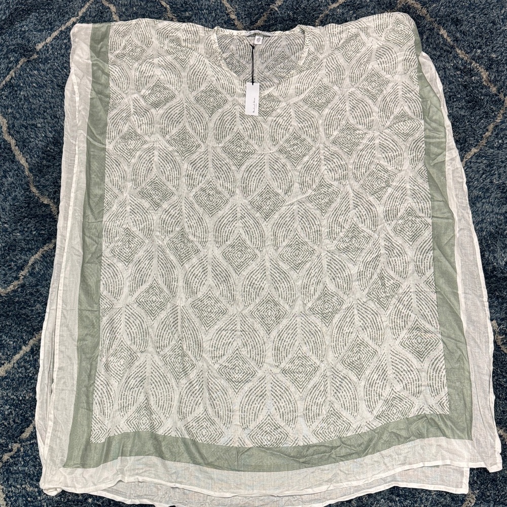 New Michael Stars Kate Caftan hunter green Patterned cover-up one size